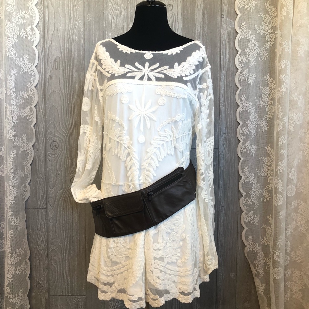 Vintage leather waist belt festival bag